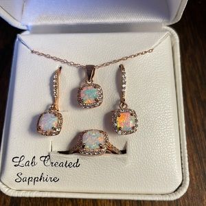 Lab Created Opal and White Sapphire 3PCs Set
